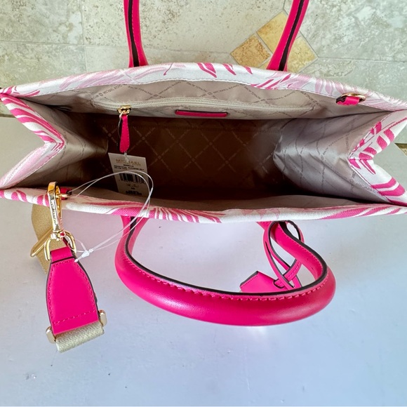 Michael Kors Medium Satchel Shoulder Tote Bag Palm Electric Pink Multi - Picture 8 of 13